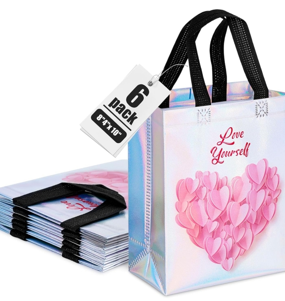 Love Yourself Pink Heart Party Gift Bags - 9 pack